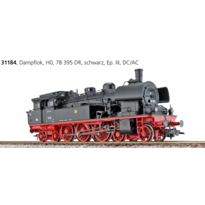 Esu 31184 - Dampflok, H0, T18, 78 395 DR, Schwarz, Ep III, Vorbildzustand um 1967, LokSound, Doppelraucherzeuger, Rangierkupplung, DC/AC