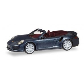 Herpa 038928 - Porsche 911 Turbo Cabrio, zwart metallic