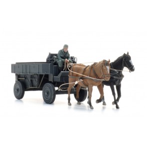Artitec 6870737 - WM HF.7 Stahlfeldwagen mit Pferde + Figur