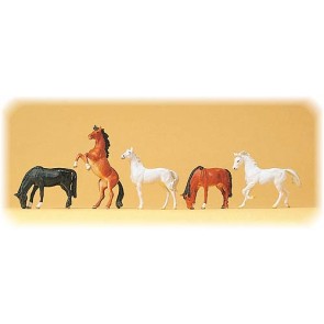 Preiser 10156 - 1:87 Paarden assorti