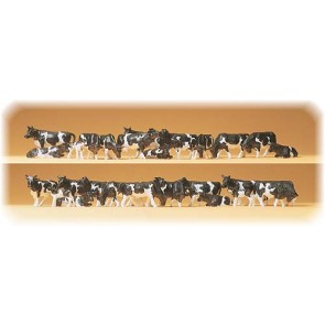Preiser 14408 - 1:87 30 pcs koeien assorti zwartbont