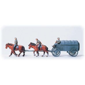 Preiser 16512 - 1:87 Bevoorradingswagen met paardentractie