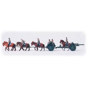 Preiser 16513 - 1:87 Lichte veldhouwitser, paarden tractie