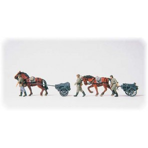 Preiser 16576 - 1:87 Munitietransport met paarden