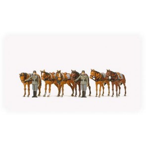 Preiser 16597 - 1:87 Paarden met 2 militairen