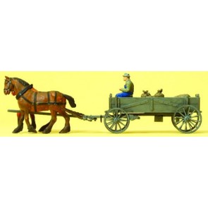 Preiser 30411 - 1:87 Paard en wagen - boer - lading