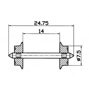 Roco 40184 - AC Radsatz  Paar 7,5mm     40